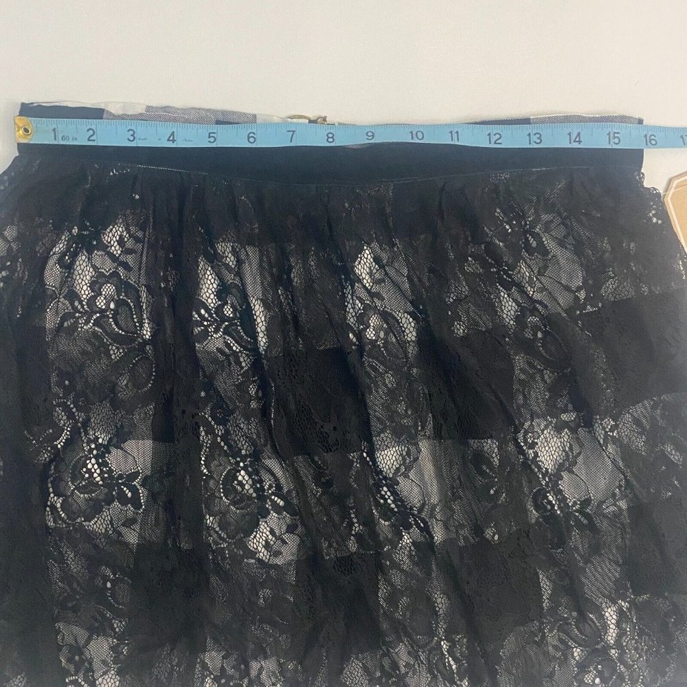 Copper Key Lace Plaid Mini Skirt A Line Black White Dressy Or Casual Sz M - Picture 8 of 15